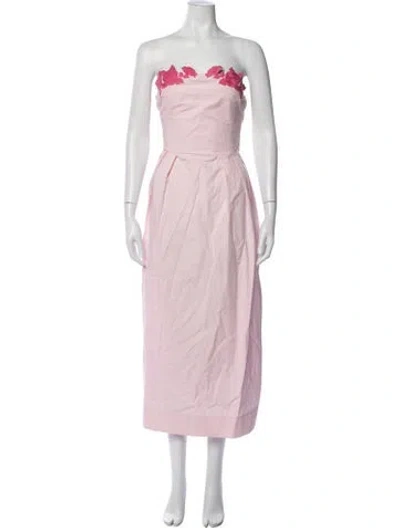 Pre-owned Fanm Mon Strapless Midi Length Dress In Pink