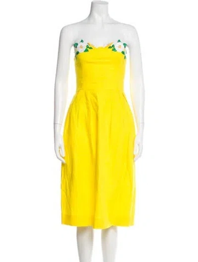 Pre-owned Fanm Mon Strapless Mini Dress In Yellow