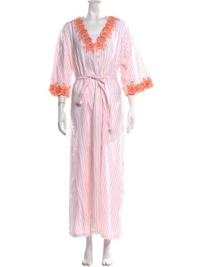 Pre-owned Fanm Mon Striped Long Dress In Pink