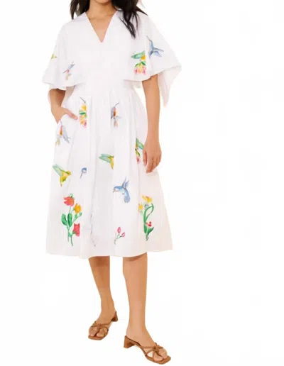 Fanm Mon Swazo Midi Humingbird Dress In White