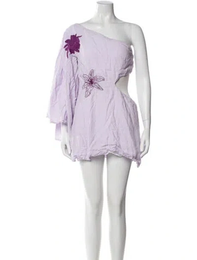 Pre-owned Fanm Mon X Clare V. Linen Mini Dress In Purple