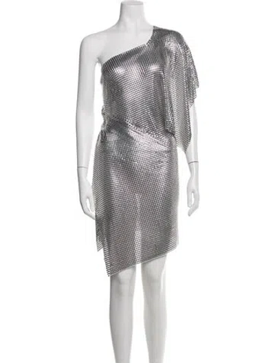 Pre-owned Fannie Schiavoni One-shoulder Mini Dress In Silver