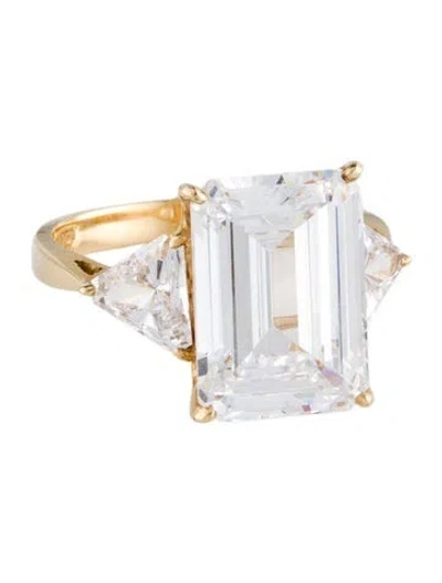 Pre-owned Fantasia By Deserio 14k Cubic Zirconia Three Stone Cocktail Ring In Multi