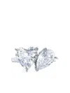Fantasia By Deserio 14k White Gold Heart Pear Diamond Ring In Silver