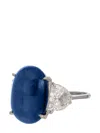 Fantasia By Deserio 14kt White Gold Three Stone Ring In Blue