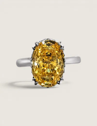 Fantasia By Deserio 4ct (13x9mm) Canary Oval With Drop Halo In Yellow