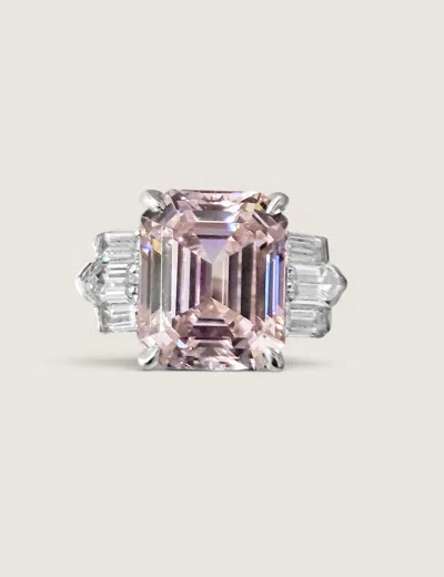 Fantasia By Deserio Blush Reverie Emerald-cut Ring (7 Carat Center) In White