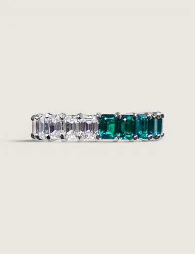 Fantasia By Deserio Contrast Eternity Band (4.6 Tcw) In Emerald