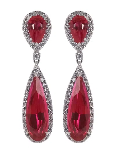 Fantasia By Deserio Embellished Teardrop Earrings In Red