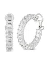 Fantasia By Deserio Emerald-cut Hoop Earrings In Silver