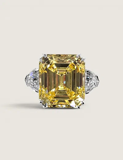 Fantasia By Deserio Emerald-cut Center Stone With Shield Sides In Yellow