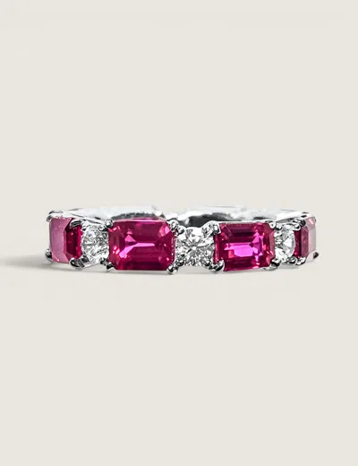 Fantasia By Deserio Eternal Duet Ruby Eternity Band In Red