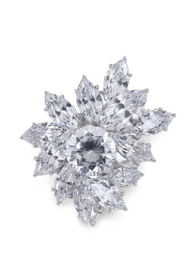 Fantasia By Deserio Flower Cocktail Ring In Metallic