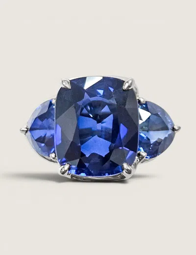 Fantasia By Deserio Large Three Stone Ring (17.5 Tcw) In Blue