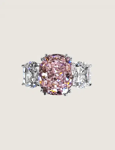 Fantasia By Deserio Lumière Cushion Ring (5 Carat Center In Pink
