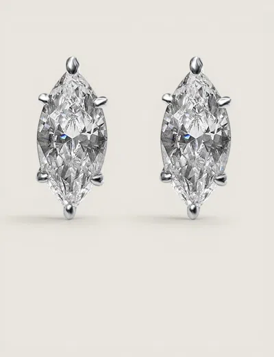 Fantasia By Deserio Marquise Studs (3tcw-6tcw) In Silver
