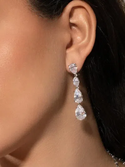 Fantasia By Deserio Pear Marquise Drop Earrings In Metallic