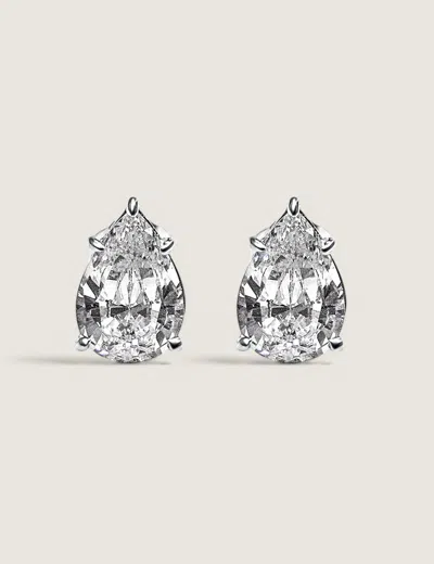 Fantasia By Deserio Pear Shape Studs (1tcw-6tcw) In Metallic