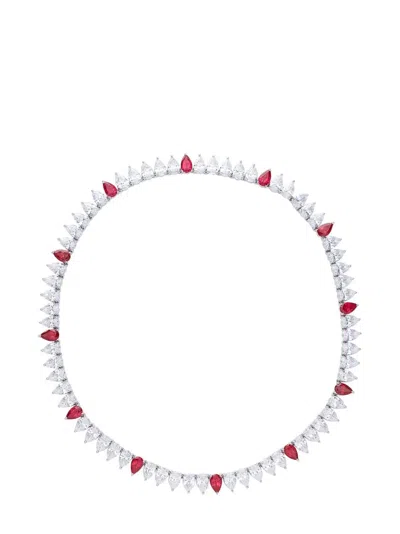 Fantasia By Deserio Pear Stone Necklace In Red