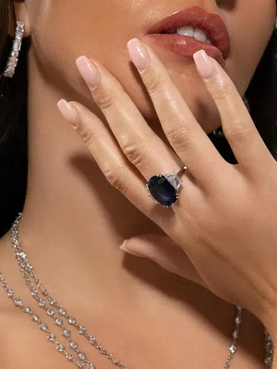 Fantasia By Deserio Sapphire Cubic Zirconia Ring In Blue