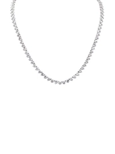 Fantasia By Deserio Round Cut Tennis Necklace In Silver