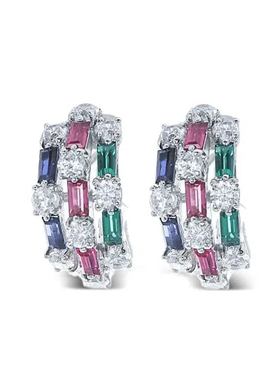 Fantasia By Deserio Triple-row Gemstone Earrings In Multi