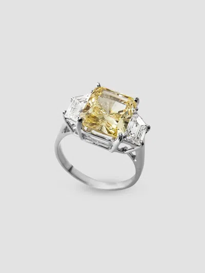Fantasia By Deserio Women's 14k White Gold & 6.50 Tcw Cubic Zirconia 3-stone Ring In Canary