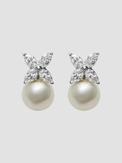 Fantasia By Deserio Women's Sterling Silver, 2.00 Tcw Cubic Zirconia & Imitation Pearl Stud Earrings In White Pearl