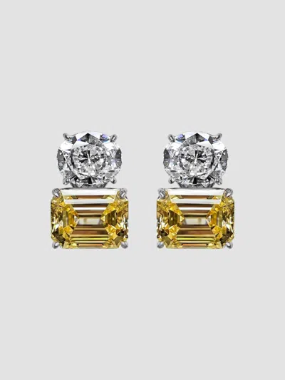 Fantasia By Deserio Women's Sterling Silver & 21.00 Tcw Cubic Zirconia Double Stud Earrings In Canary