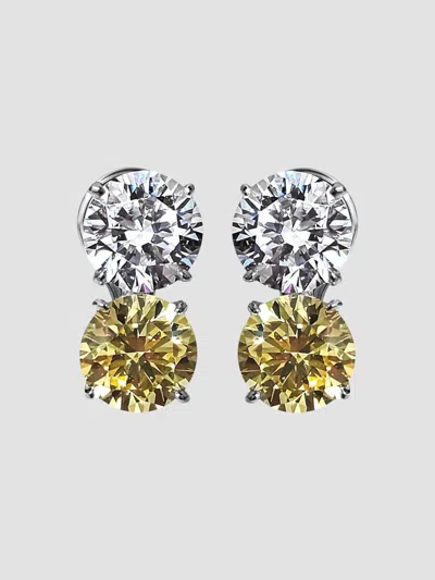 Fantasia By Deserio Women's Sterling Silver & 8.00 Tcw Cubic Zirconia Double Stud Earrings In Canary