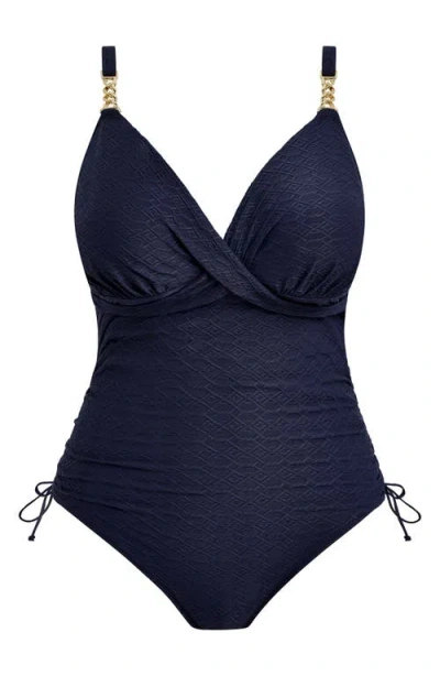 Fantasie Azores Moderate Coverage Plunge Underwire One-piece Swimsuit In Blue