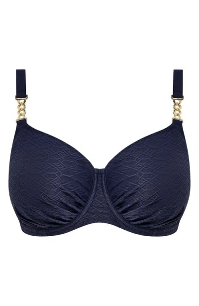 Fantasie Azores Underwire Gathered Full Coverage Swimsuit Top In Blue