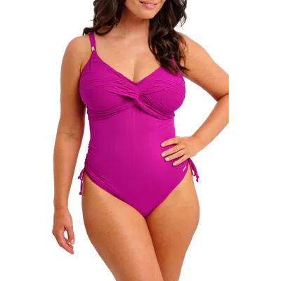 Fantasie Beach Waves Twist Front Underwire Jacquard One-piece Swimsuit In Pink