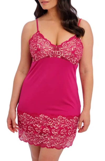 Fantasie Emmaline V-back Lace Chemise In Cerise