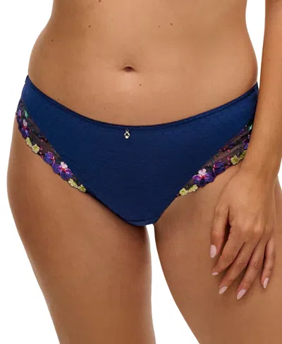 Fantasie Lace Scalloped-edge Marie Thong In Blue