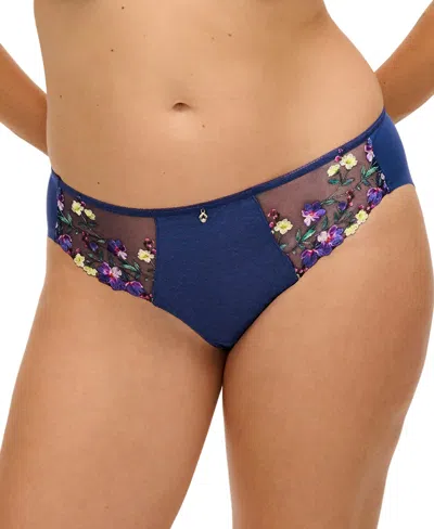 Fantasie Low-rise Floral-print Embroidered Marie Panty In Blue