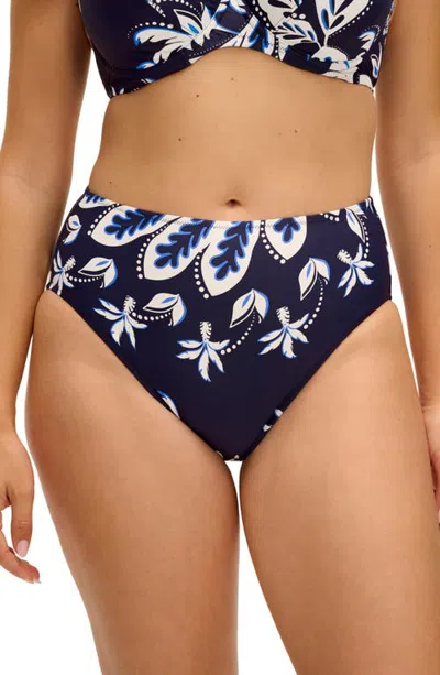 Fantasie Playa Azul High Waist Bikini Bottoms In Navy