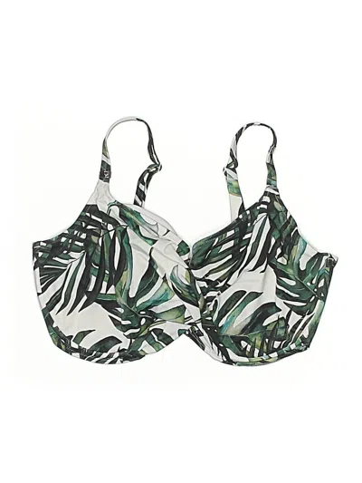 Pre-owned Fantasie Swimsuit Top Green Tropical Pattern Swimwear