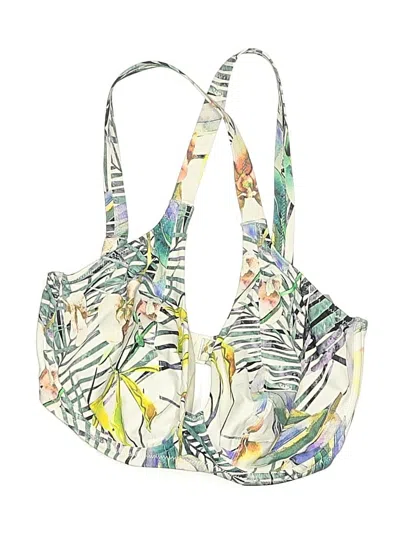 Pre-owned Fantasie Swimsuit Top Ivory Tropical Pattern Swimwear