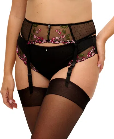 Fantasie Women's Eliyse Low-rise Thong Garter Belt In Black