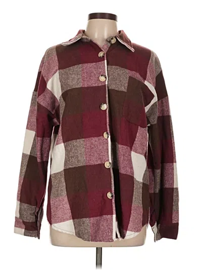 Pre-owned Fantaslook Long Sleeve Blouse In Burgundy