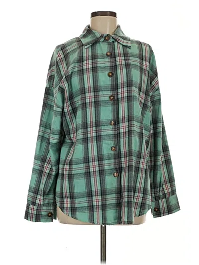 Pre-owned Fantaslook Long Sleeve Button Down Shirt In Green