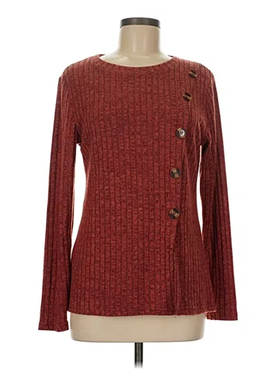 Pre-owned Fantaslook Long Sleeve Top Burgundy Square Neckline Tops