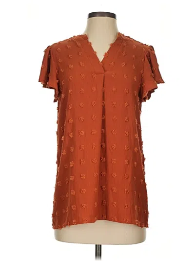 Pre-owned Fantaslook Short Sleeve Blouse In Brown