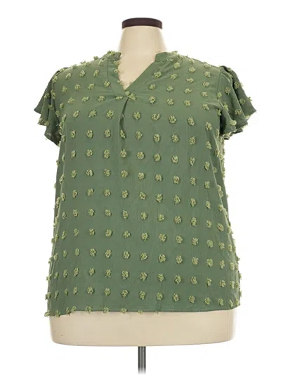 Pre-owned Fantaslook Short Sleeve Blouse In Green