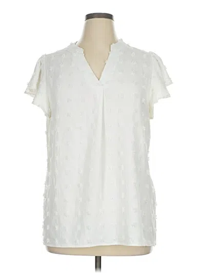 Pre-owned Fantaslook Short Sleeve Blouse In White