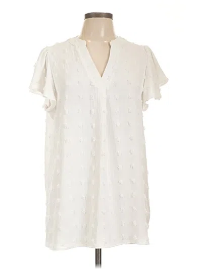 Pre-owned Fantaslook Short Sleeve Blouse In White