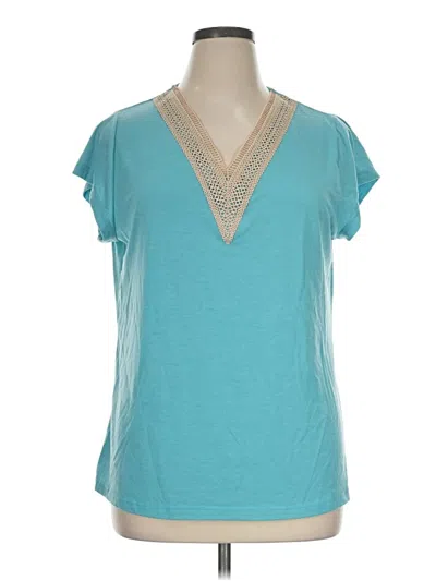 Pre-owned Fantaslook Short Sleeve Top Teal V-neck Tops