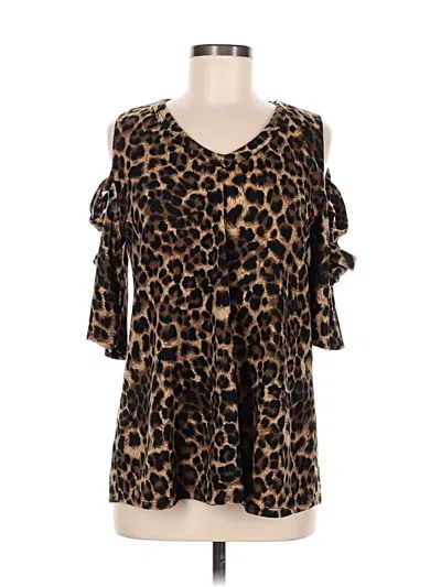 Pre-owned Fantastic Fawn 3/4 Sleeve Blouse In Brown