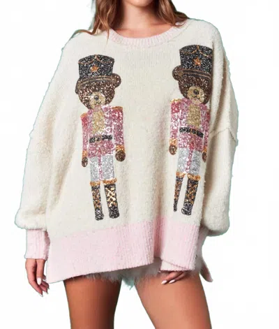 Fantastic Fawn Beary Merry Sweater In White In Multi